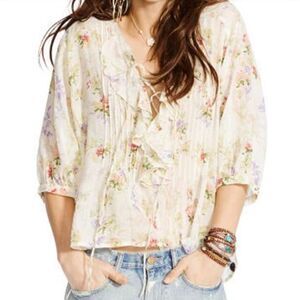 Denim & Supply Ralph Lauren Floral Ruffled Poet Top Size Small